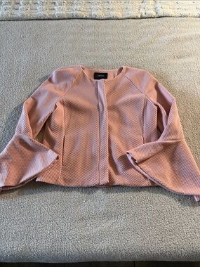 IMNYC Pink Textured Zip-Front Blazer with Flared Sleeves Large